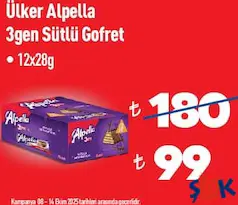 ÜLKER ALPELLA 3GEN SÜTLÜ ÇİKOLATALI GOFRET 12X28 G